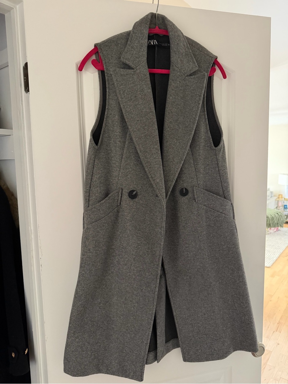 Zara Charcoal Gray Sleeveless Long Vest